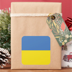 Ukraine-Flagge, Ukrainisch Slawa Ukrajini Слава Ук Quadratischer Aufkleber
