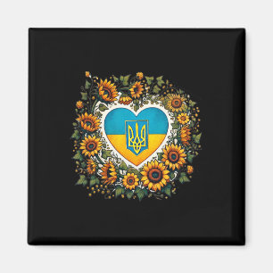 Ukraine-Flagge und Sonnenblumen Illustration 1 Magnet