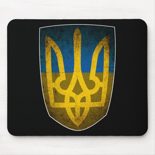 Ukraine-Flagge und Trident Ukrainisch  Mousepad (Vorne)