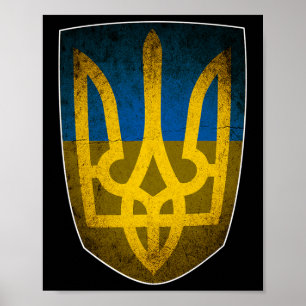 Ukraine-Flagge und Trident Ukrainisch Poster