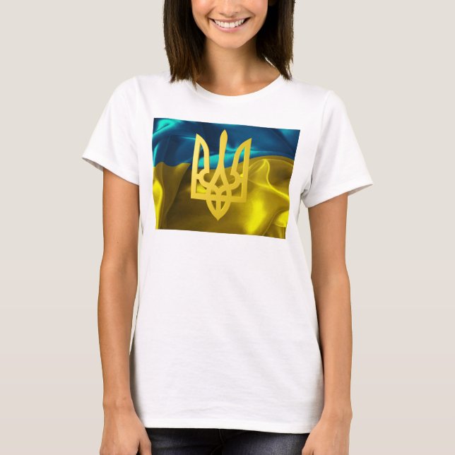 Ukraine-Flagge und Tryzub Slouchy T-Shirt (Vorderseite)