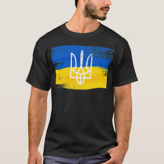 Ukraine Flagge und Wappen gestrichen Ukrainische P T-Shirt