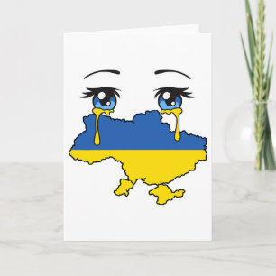 Ukraine-Flagge weint Tränen für die Ukraine 1 Karte