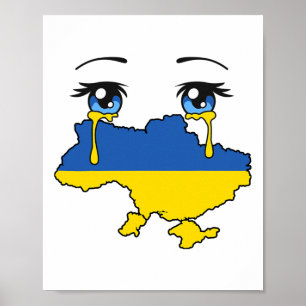 Ukraine-Flagge weint Tränen für die Ukraine Poster