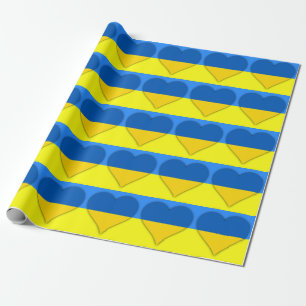 Ukraine Flaggen Blau Gelbe Herzen Thunder_Cove Geschenkpapier