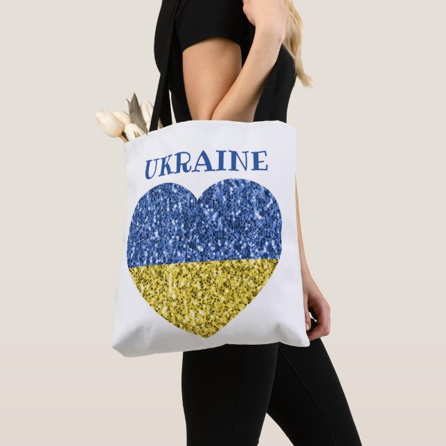 Ukraine Flaggen Glitzer Imitate Glitzern Herzstück Tasche (Von Nahem)