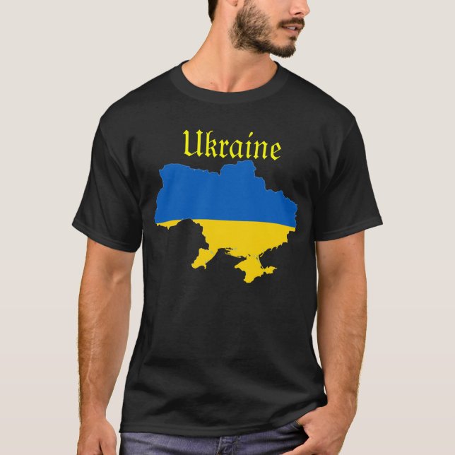 Ukraine-Flaggen-Karte T-Shirt (Vorderseite)