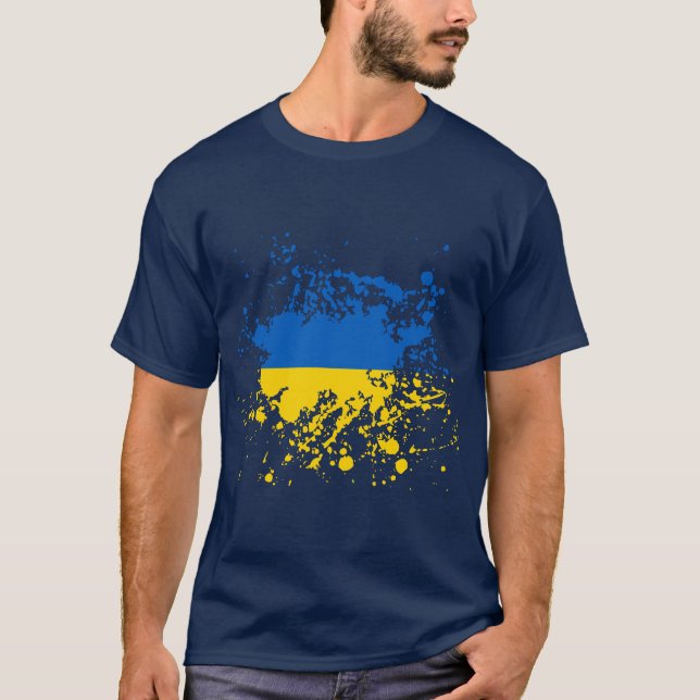 Ukraine-Flaggen-Tinten-Spritzer T-Shirt (Vorderseite)