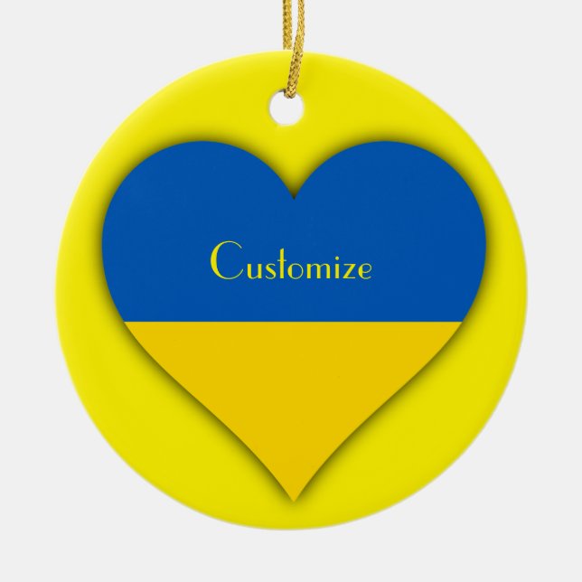 Ukraine Flaggenblau-Gelber Thunder_Cove  Keramik Ornament (Vorne)