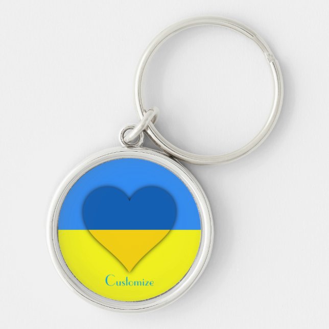 Ukraine Flaggenblau-Gelber Thunder_Cove Schlüsselanhänger (Vorne)