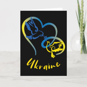 Ukraine-Flaggenfarben Friedens-Tauben Und Herzen F Karte