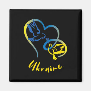 Ukraine-Flaggenfarben Friedens-Tauben Und Herzen F Magnet