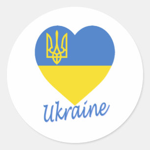 Ukraine-Flaggenherz Runder Aufkleber