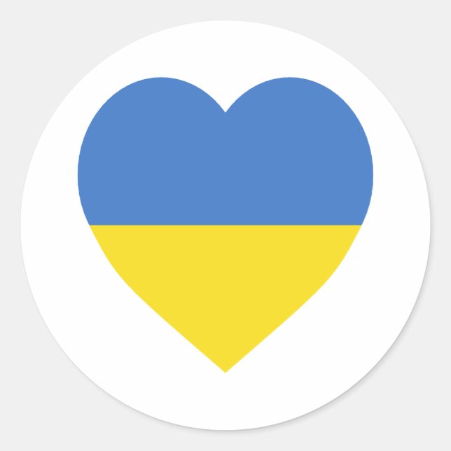 Ukraine-Flaggenherz Runder Aufkleber (Vorderseite)