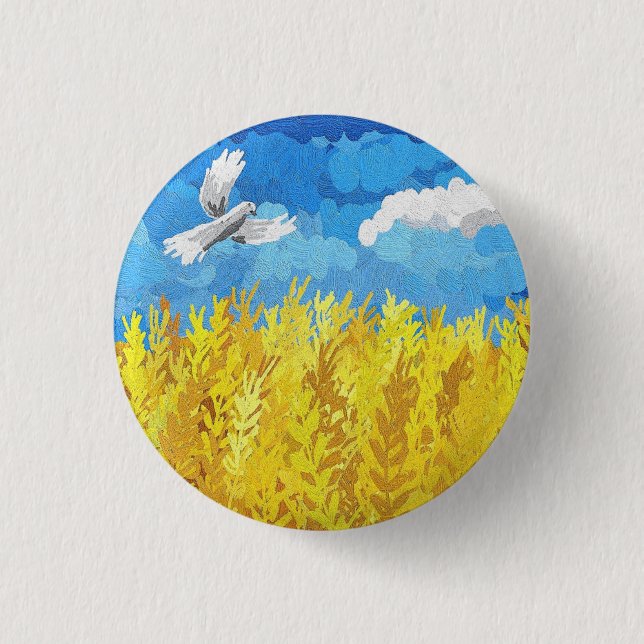 Ukraine Flaggenlandschaft Button (Vorderseite)