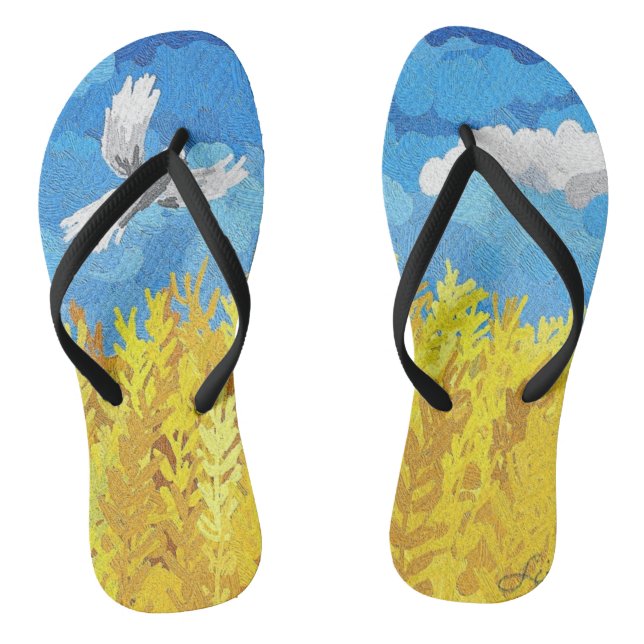 Ukraine Flaggenlandschaft Flip Flops (Fußbett)