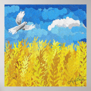 Ukraine Flaggenlandschaft Poster