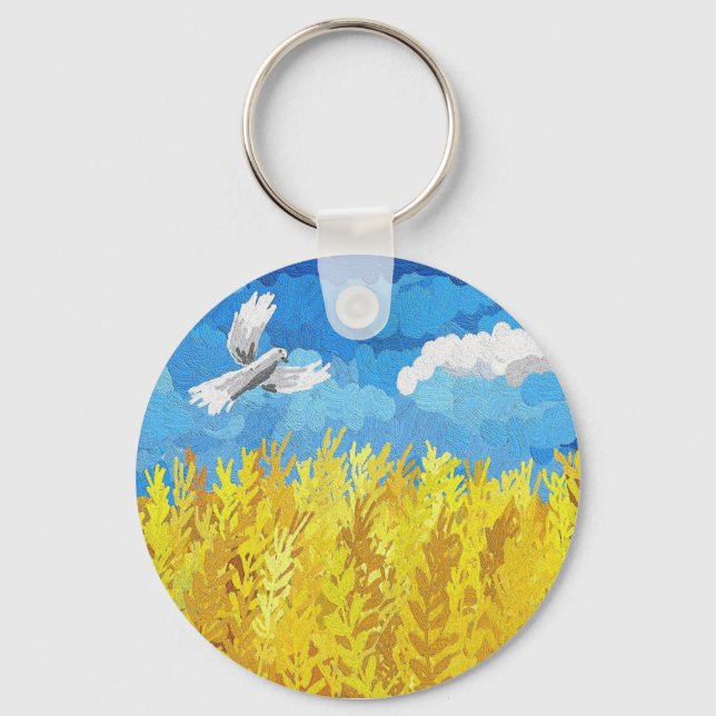 Ukraine Flaggenlandschaft Schlüsselanhänger (Vorderseite)