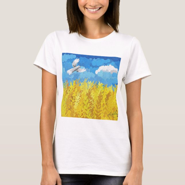 Ukraine Flaggenlandschaft T-Shirt (Vorderseite)