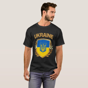Ukraine-Flaggenschild und Emblem-T - Shirt