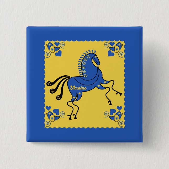Ukraine Folkkunst Button (Vorderseite)