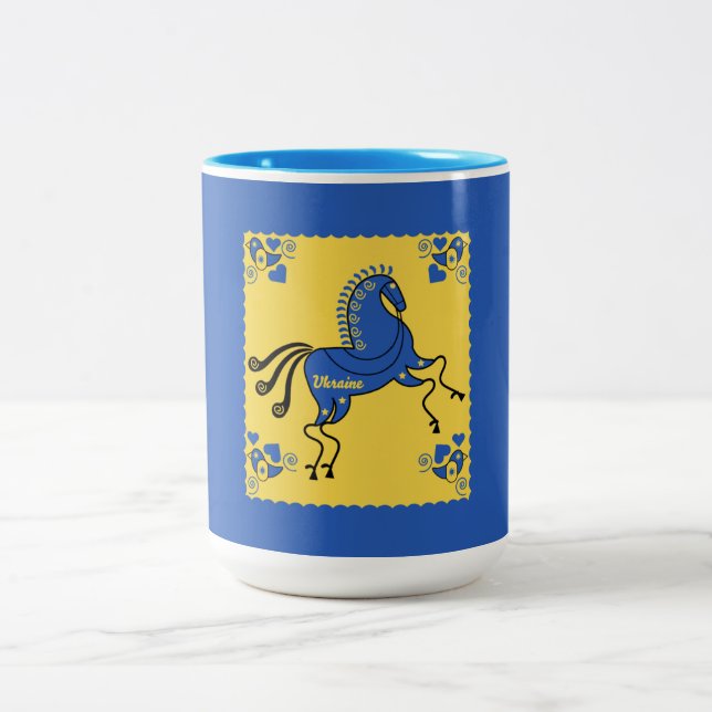 Ukraine Folkkunst Zweifarbige Tasse (Mittel)