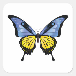 Ukraine Frack-Schmetterlingsflaggenaufkleber Quadratischer Aufkleber