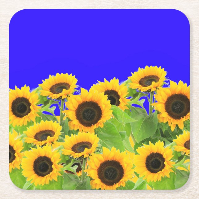 Ukraine - Frieden - ukrainische Flagge Sonnenblume Rechteckiger Pappuntersetzer (Vorderseite)