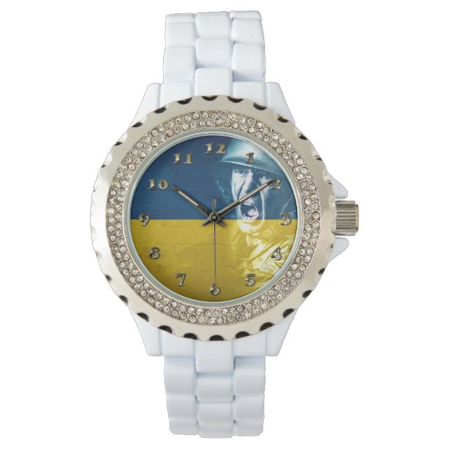 Ukraine Friedenssoldat im Krieg Armbanduhr (Vorderseite)