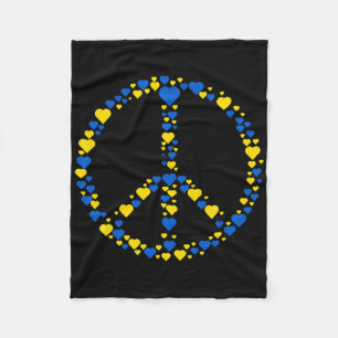 Ukraine-Friedenszeichen Blaue und gelbe Herzen unt Fleecedecke