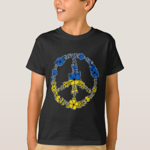 Ukraine-Friedenszeichen Blumen in Blau und Gelb de T-Shirt