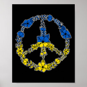 Ukraine-Friedenszeichen Blumen in Blau und Gelb Uk Poster