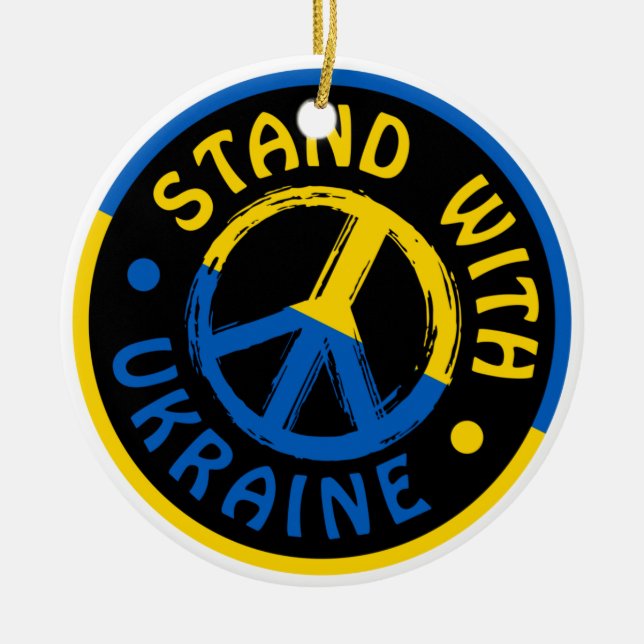 Ukraine - Friedenszeichen für Ukraine Keramik Ornament (Vorne)