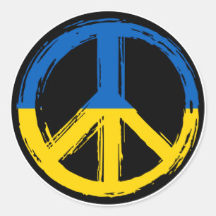 Ukraine - Friedenszeichen für Ukraine Runder Aufkleber