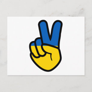 Ukraine Friedenszeichen mit Fahne der Ukraine Farb Postkarte