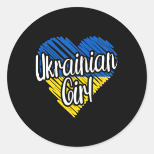 Ukraine für Mädchen Ukrainisches Herz Flagge für F Runder Aufkleber