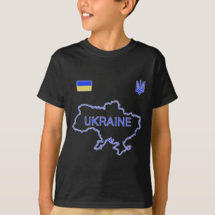 Ukraine Fußballmannschaft Ukr Karte und Dreizack T T-Shirt