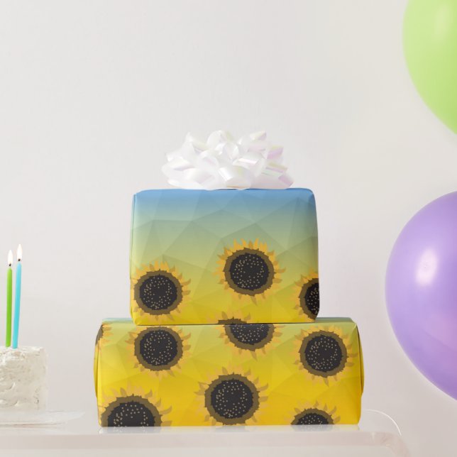 Ukraine Gelbe Geometrie Maschenmuster Blume Geschenkpapier (Partygeschenke)