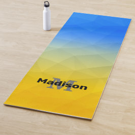 Ukraine gelbes blaues Maschenmuster Monogram Yogamatte
