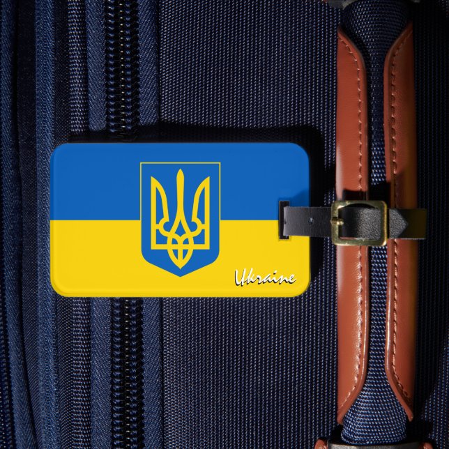 Ukraine Gepäckmarken, patriotische ukrainische Fla Gepäckanhänger (Vorderseite Insitu 4)