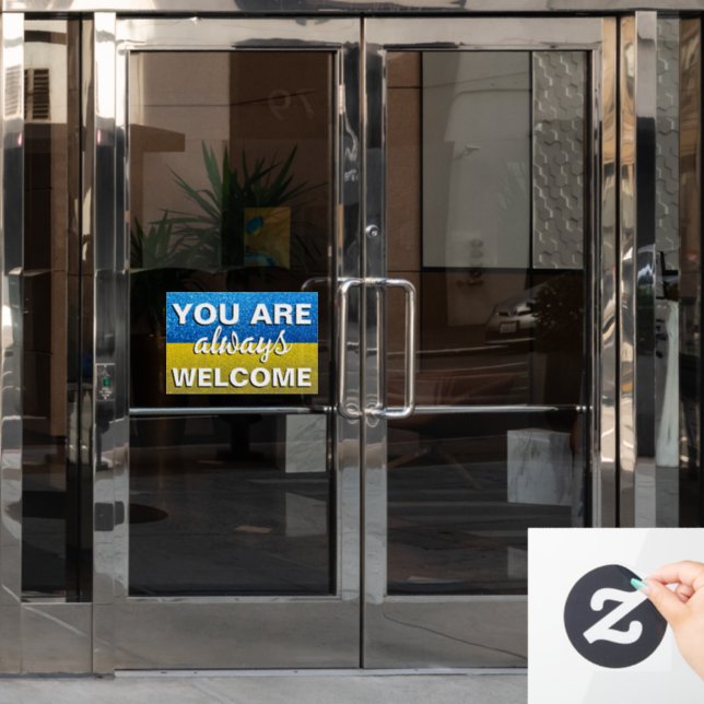Ukraine Glitzer Sie sind immer willkommen Store Fensteraufkleber (Büro Tür)