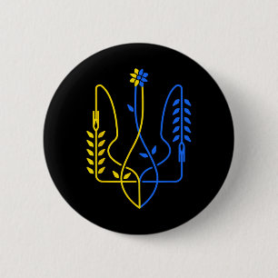 Ukraine Golden Trident Symbol Ukrainische Flagge M Button