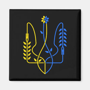 Ukraine Golden Trident Symbol Ukrainische Flagge M Magnet