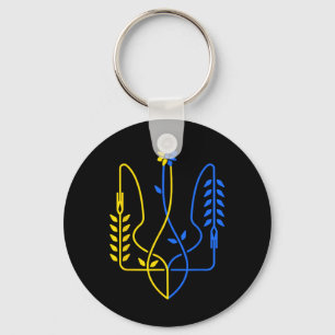 Ukraine Golden Trident Symbol Ukrainische Flagge M Schlüsselanhänger
