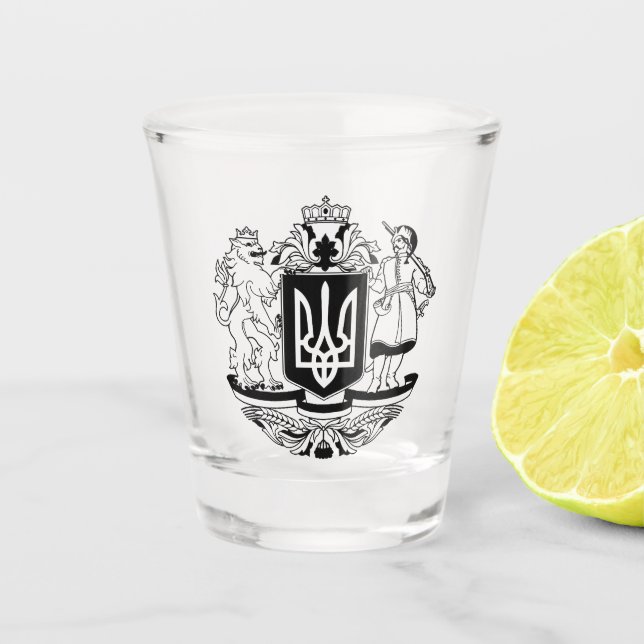 Ukraine Größeres Wappen Schnapsglas (Vorderseite)