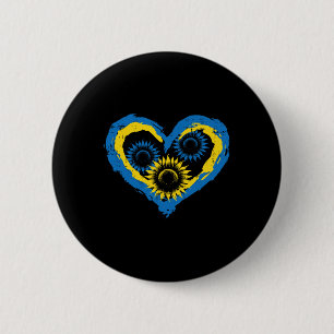 Ukraine Herz Sonnenblumen Ukrainische Unterstützun Button