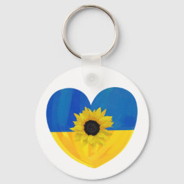 Ukraine Herzdesign mit Sonnenblumen-Schlüsselanhän Schlüsselanhänger