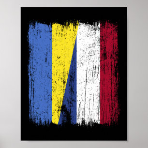 Ukraine Holland Halbflagge Ukrainisches Niederländ Poster
