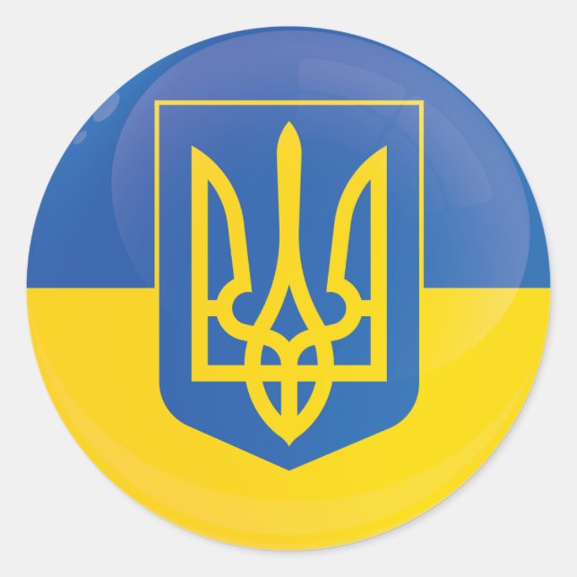Ukraine-Icon-Flagge Runder Aufkleber (Vorderseite)