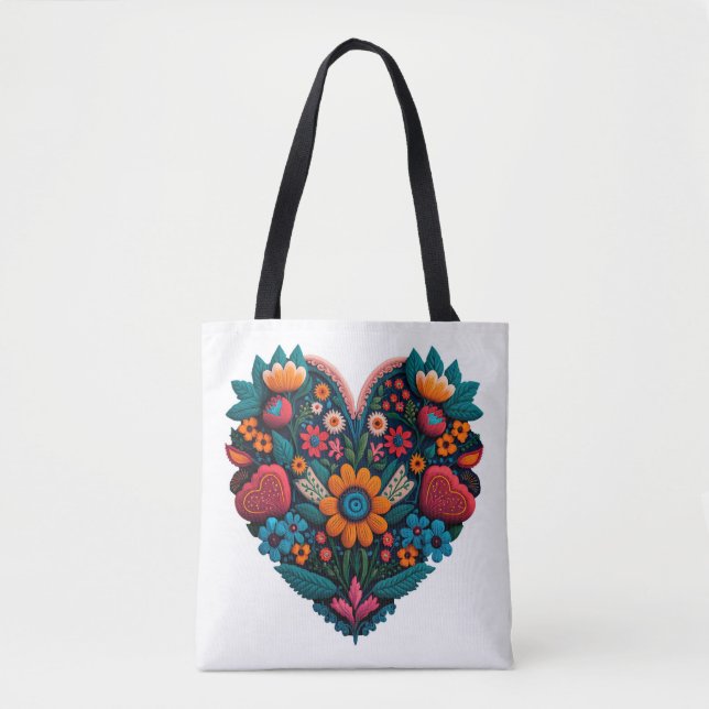 Ukraine - Inspiriertes Herz der Blume Tasche (Vorderseite)